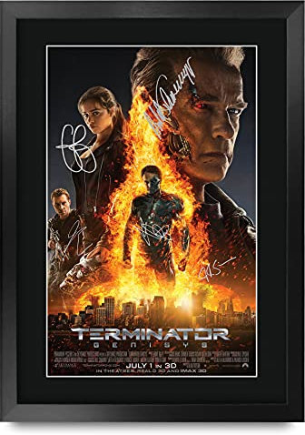 HWC Trading FR A3 Terminator 4 Genisys Schwarzenegger Gifts gedrucktes Poster, signiertes Autogrammbild für Film-Erinnerungsstücke, A3, gerahmt