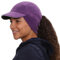 TrailHeads Mütze Damen – Fleece Cap Damen Pferdeschwanz – Wintermütze - Trailblazer Reflektierende Sport Winter Mütze mit Loch für Zopf - Lila