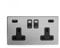 The Lombard Collection Brushed Chrome 2 Gang USB C Plug Socket (13A Socket + 2 USB Ports A+C 3.1A) Blk Ins Screwless