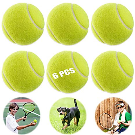 Tennis Ball 6 Stück Gelbe Übungsbälle Tennisball Set Pet Tennis Balls Bälle Tennis Gummi Hochelastische Strapazierfähiger Gelbem Für Tennis-Unterricht Training Ballmaschinen Und Auch Als Spielgerät