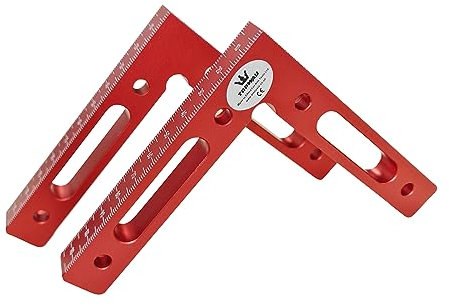 TOPWAY 2pcs 90 Degree Positioning Squares, 4.7 x 4.7 (120x120mm) Aluminium Alloy Corner Clamping Ruler, Right Angle Clamps Woodworking Carpenter Tool