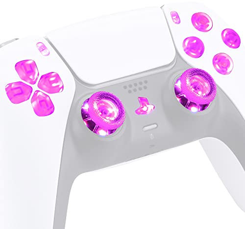 eXtremeRate LED Botones para ps5 Control BDM-010 BDM-020 Multicolores Joysticks D-Pad Acción Share Home Botón Luminoso Teclas DTF LED Kit para ps5 Mando-No Incluye Control(Transparente)