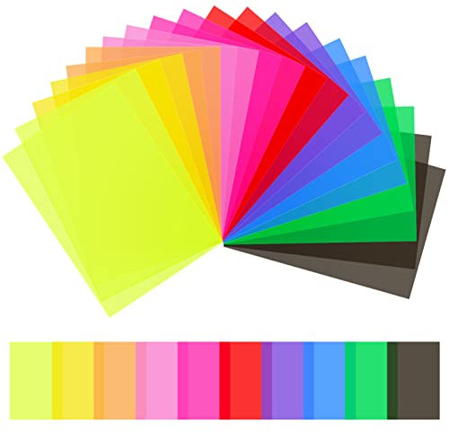 20 Stück Farbfolien Gel Farbfilter Folie 10 Farben Transparente Farbige Farbfilter Farbfilm Gel Farbfilter Quadratische für Foto Studio Blitz Flash Scheinwerfer LED, Folie Hitzebeständige,210mmx 297mm