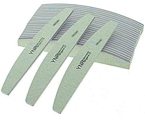 Professional Nail Files Double Sided Emery Board(180/240 Grit) Nail Styling Tools Half Moon/Curved/Diamond Buffer Pet Grooming Tools (3 Pcs)