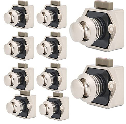 10 Stück Push Button Catch Door Lock Verriegelung, Türschloss Schloss Schrankschloss, 15-20mm Schubladenschloss Taste Catch Lock für Wohnwagen Caravan Van Yacht Wohnmobil
