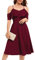 Bbonlinedress Sommerkleid Damen lang Schulterfrei Brautjungfernkleider elegant Trägerkleid festliches Party Cocktailkleid Casual Strandkleid Burgundy S