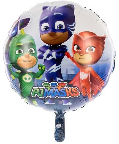 Party Factory `PJ Masks´ Folienballon, Ø45cm, bunt, Superhelden Trio Catboy, Owlette, Gekko, Heliumballon zum Kindergeburtstag
