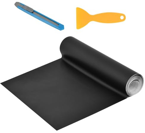 ANNTIM 30*300cm Autofolie Matt Schwarz, Selbstklebend Mit Installationszubehör, Folierung Innenraum Blasenfrei Lackschutzfolien für Auto und Motorrad DIY Laptops (Schwarz)
