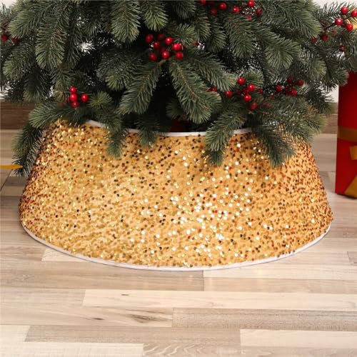 Odot Copri Base per Albero di Natale, Base Decorativo Albero di Natale Anello Gonna, Copertura dell'albero di Natale Ornamenti per Decorazioni per Feste a Casa delle Vacanze (40x60x20cm,Oro)