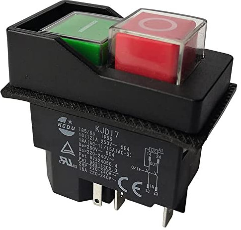 Exogio KJD17 - Interruttore di sicurezza a 5 pin KJD17, interruttore elettromagnetico, interruttore a macchina, interruttore magnetico impermeabile, 220 V, terminali a 5 pin, interruttore a pulsante