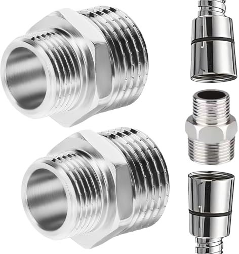 Chenyoyangfen 2 conectores de manguera de ducha macho a hembra, accesorios de conector roscado reductor, conector de ducha de pezón, accesorios de fontanería, adaptador de ducha de pezón reductor