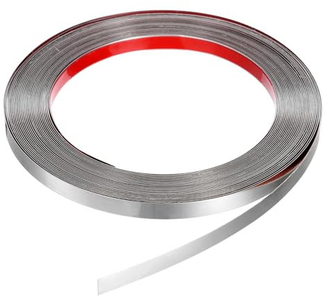 QUARKZMAN 39,4 ft x 0,39 Mur Garniture Décoller et Coller Moulure Garniture Cadre, Autocollant Adhésif Inox Acier Miroir Finition Métal Bande Garniture pour Mur Sol Armoire Bord, Argent