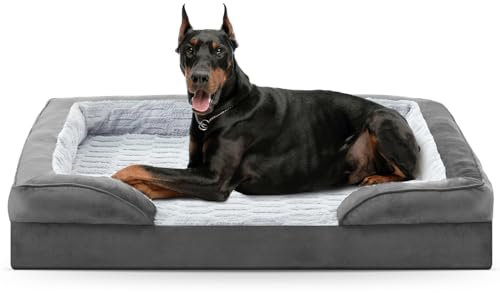 Pawk Orthopädisches Hundebett Grosse Hunde, Memory Foam Hundekorb XXL, Hundebetten Waschbar, Abnehmbarem rutschfest Hundesofa, 122x89x17cm