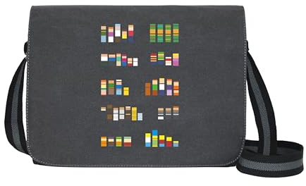 getDigital Pixel Charaktere - Umhängetasche Schwarz | Messenger Bag Tragetasche Laptoptasche mit Spruch Motiv, 5 Fächer, verstellbarer Gurt, für Laptops bis 15,6 Zoll (39,6 cm)