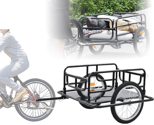 Remolque de carga para bicicleta, resistente, capacidad de carga de 60 kg, diseño plegable, enganche universal para un transporte cómodo