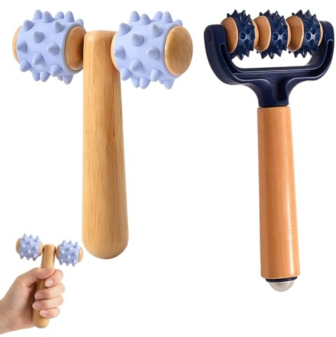 Massageroller mit Griff,2 Stück Massageroller,Massageball Igelball Für Rücken Und Beine, Faszienrolle Mit Griff, Ideal Zur Muskelentspannung Und Schmerzlinderung ﻿