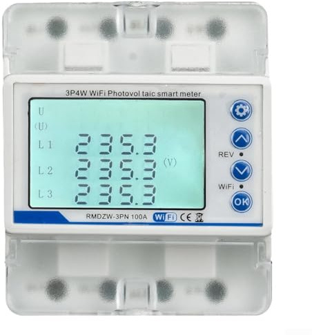 Aetluxery Electricity Monitor with Photovoltaic Energy Meter, Dual Way Energy Measurement for Solar Power Monitoring Device, 3-Phase 4-Wire for Tuya Smart, Over