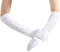 krautwear® Damen Handschuhe Spitze Ellenbogen Lang Abendhandschuhe Gerafft Braut Kurz Satin Schleife (Weiss-068)