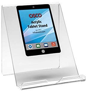 OSCO Clear Acrylic Tablet Holder | iPad Holder | Phone Stand | Book Support | Document Mount | H18 x W16 x D14 cm