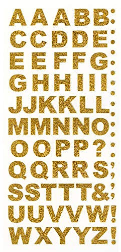 15mm Bold Gold Glitter Self Adhesive Alphabet Sticker Letters Craft Embellishment