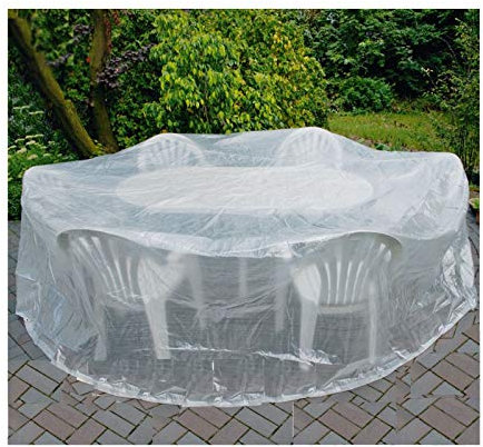 Boni-Shop transparente Schutzhülle f. Gartenmöbel Abdeckung (runde Sitzgruppe,ca.320x93)