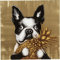 Kare Design Bild Touched Dog with Pineapple, Gold, Leinwandbild, Hund, Acrylfarbe, Canvas, Tannenholz Rahmen, handgemalte Details, Abstrakt, Modern, Wohnzimmer, Schlafzimmer, Flur, 80x80x4 cm (H/B/T)