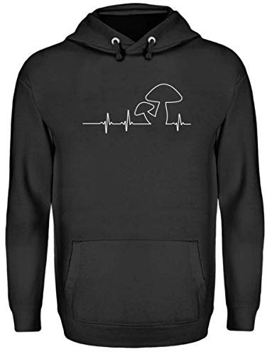 Chorchester The Heartbeat of Mushrooms Lovers - Unisex Hoodie, Jet Black, L