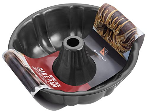 KITESSENSU Gugelhupf Backform Set von 2 Ø 25cm, Gugelhupfform Emaille Kuchenform Stabil & Beschichtet, Für Saftigen Gugelhupf, Gugelhupfform Klein Runde Backform mit Antihaftbeschichtung