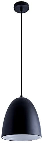 Paco Home Pendelleuchte Küchenlampe Hängelampe Esszimmer Esstischlampe Innen Gold Oder Weiß 1,5m Textilkabel Kürzbar E27, Leuchtmittel: ohne Leuchtmittel, Farbe: Schwarz-Matt-Weiß