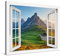 PICANOVA – Bild auf Leinwand Felsiger Berg Fenster 80x60cm Leinwandbild – Premium Leinwanddruck – Wandbild Kunstdruck Auf 2cm Holz-Keilrahmen Wohnzimmer Wanddekoration – Berge