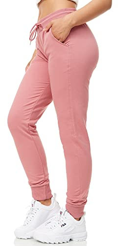 Smith & Solo Pantalon de Jogging Femme, Pantalon de Sport Femme Coton, Pantalon de survêtement Coupe Slim Pantalon de Loisirs Long, Pantalon d'entraînement Fitness Taille Haute Moderne Rose foncé/XL