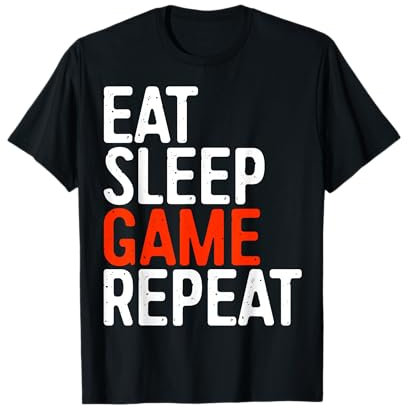 Eat Sleep Game Repeat T-Shirt Video Gamer Gift Shirt T-Shirt