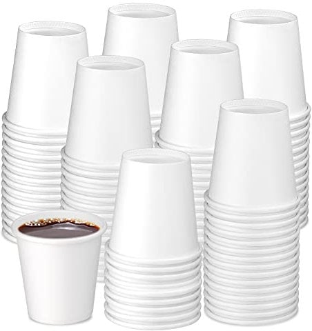 BUOKKON 100 Pack 3oz White Paper Cups for Bathroom, Disposable Mouthwash Paper Cups for Hot and Cold Drinks, Party Supplies, Picnics, Travel, Office
