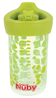 Nuby No Spill 3D Character Sippy Cup with Soft Touch Flo Silicone Top, 12 Ounce, Alligator