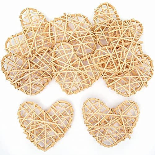 Baker Ross Natürliche Rattan Herzen - 10er Pack, Natürlicher Bastelbedarf für Kinder, Bastelmaterialien für Kinder (FC313)