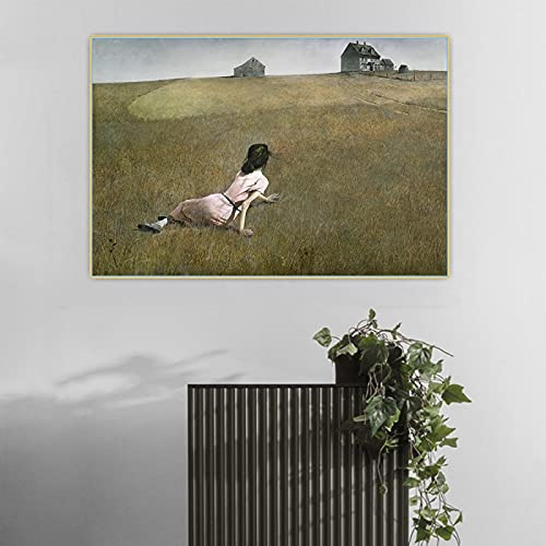 Leinwanddruck Andrew Wyeth《Christina's World,1948》Leinwand Ölgemälde Kunst Poster Druck Bild Wand Zuhause Innendekoration 60x90cm Rahmenlos