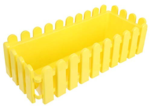 Happyyami Jardiniere Plastique 1Pc Rectangular Pots Resin Window Boxes Planters Cute Fence Shape Plant Container Starting Pots for Balcony Garden Jardiniere+Plastique