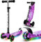 Cutemelo Trottinette Trois Roues d'Enfant de 3 à 12 Ans avec LED Lumières Clignotantes et Guidon Réglable en Hauteur Scooter 3 Roues Antidérapant pour Filles et Garçons (Nébuleuse Violette)
