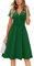 Newshows Sommerkleider Damen V-Ausschnitt Knielang Sommer Kleid Grün Wickelkleid Freizeitkleider mit Taschen(L)