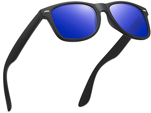 wearPro Polarised-Sunglasses-Mens-Womens-UV400-Protection Rectangular Sunglasses Retro Black Sun Glasses Unisex Classic Ultralight Shades For Cycling Driving Fishing(Dark Blue)