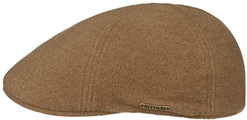 Stetson Texas Wool Gatsby Cap Herren Mit Kaschmirwolle 100% Baumwollfutter Hoher Wollanteil Edler Markenpin Doppellagiges Futterband Schirmmütze Herbst Winter Hellbraun XXL (62-63 cm)
