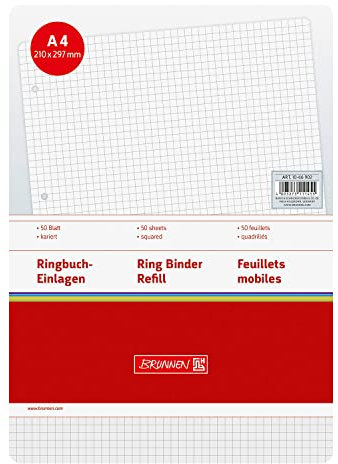 NEU BRUNNEN Ringbucheinlage DIN A4, 50 Blatt, 70g, kariert