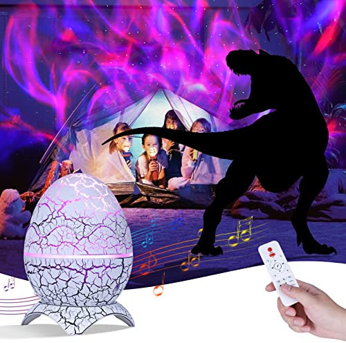 ZWOOS Sternenhimmel Projektor Dinosaurier-Eier - Galaxy Light mit Fernbedienung, Timer und Bluetooth-Konnektivität für Musikwiedergabe - 19 Arten von schlafunterstützendem weißem Rauschen