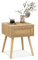 RELAX4LIFE Nachttisch mit Schublade, Beistelltisch mit Rattan-Design, Nachtkommode mit Massiven Kiefernholzbeinen & Metallgriff, Sofatisch Wohnzimmer Schlafzimmer, 40 × 40 × 55 cm (Natur)