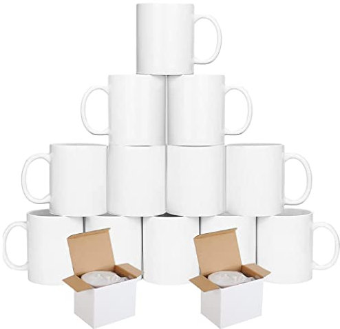 shine planet 12 x Sublimation Mugs Blank 11oz White Sublimation Coffee Mugs Small Handle Sublimation Cups with Gift Boxes