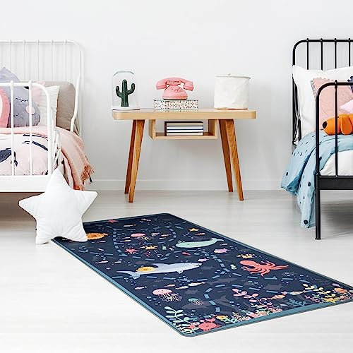Bilderwelten Kinderteppich Unterwasser - Auf Entdeckungstour Rutschfester Spielteppich Kinderzimmer Teppich 80x40 cm