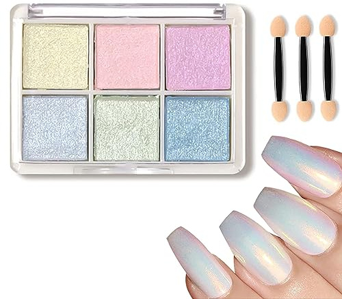 RTRTGS 6 Chrom Glitzerpuder, Chrome Nail Powder, Spiegel Effekt Chrome Pigmente für Nagelkunst und Nageldesign Starter