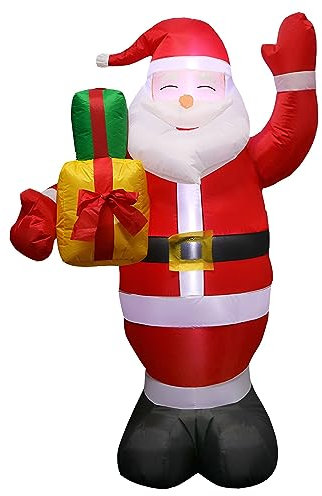 Weihnachten Aufblasbare Weihnachtsmann Dekoration, 1.5M Blow Up Santa Claus Aufblasbare Weihnachtsdekoration mit LED-Lichtern für Xmas Party Indoor Outdoor Yard Garten Rasen Schnell Luftaufgeblasen