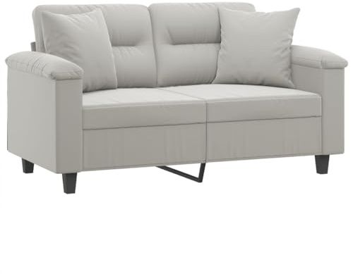 vidaXL 2-Sitzer-Sofa mit Kissen Hellgrau 120 cm Mikrofasergewebe