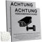 2 Stück Videoüberwachung Schild für Privatgrundstück - Achtung Kameraüberwachung - 15x15cm Aluminium, Selbstklebend Mit 4 Bohrlöchern - Warnschild